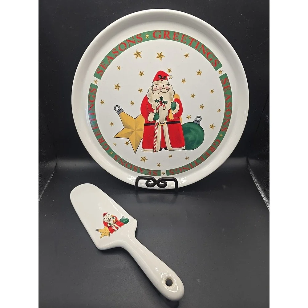 Cake Plate & Server Seasons Greetings‎ Signature Housewares Japan 11